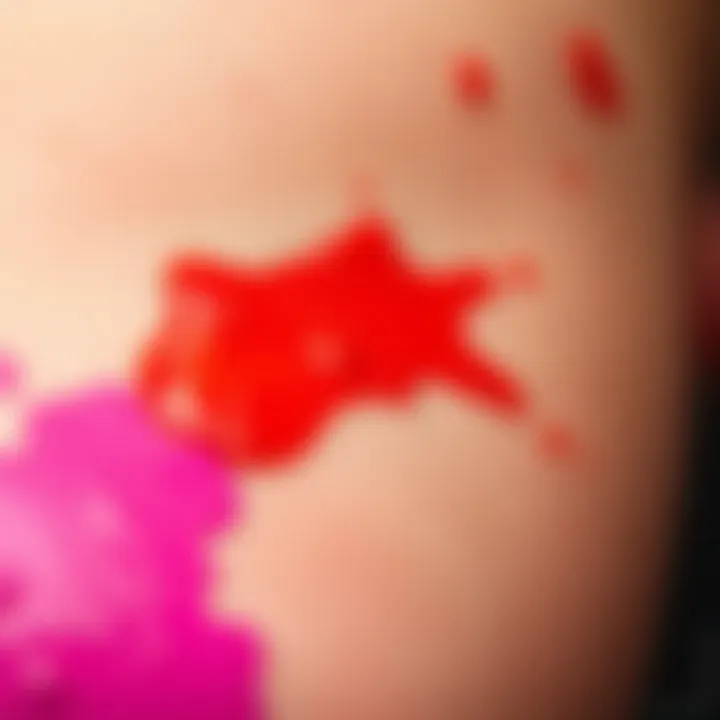 Close-up of a paint stain on skin