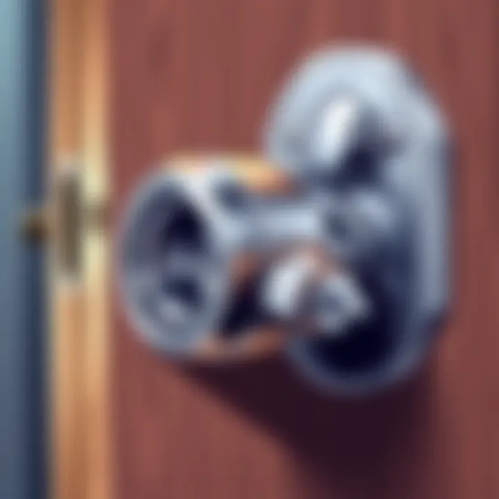 Close-up of an American door handle mechanism