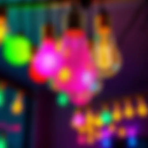Exploring Vibrant Light Bulb Colors A vibrant display of colored light bulbs showcasing different hues and effects on ambiance.