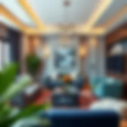 Elegant living room featuring anthracite and complementary colors