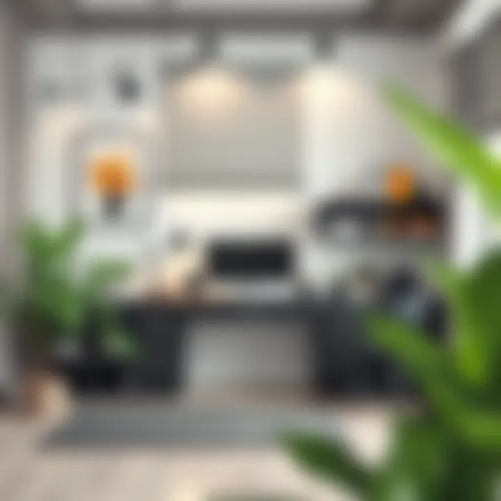 Contemporary Anthracite Workspace Aesthetics Modern workspace designed with anthracite accents and harmonizing colors