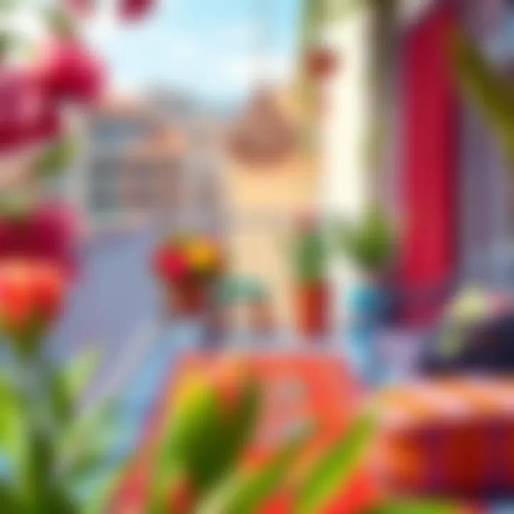 Colorful balcony rug complementing vibrant decor