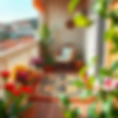 Well-maintained balcony rug with decorative elements