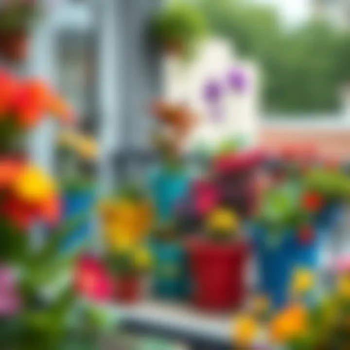 DIY project showcasing colorful planters