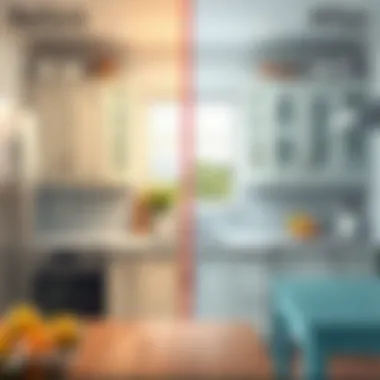 Before and after kitchen cabinet painting