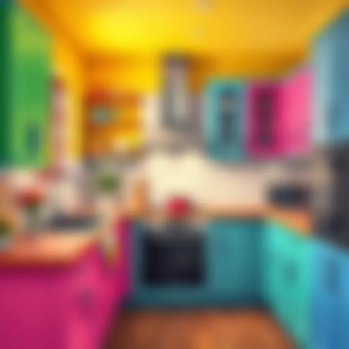 Colorful kitchen cabinet transformation