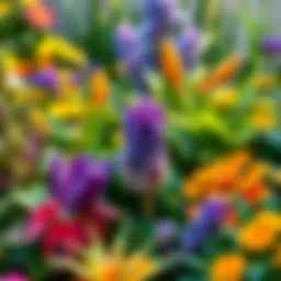A vibrant garden showcasing a variety of plants