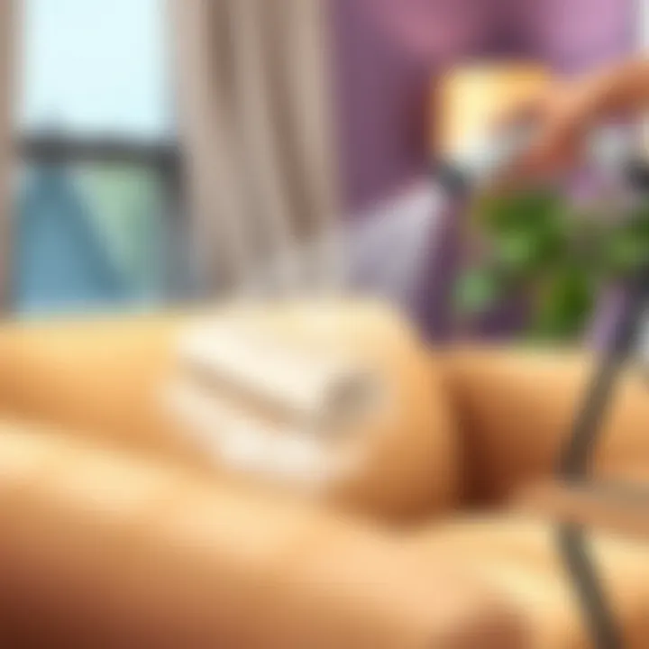 Revitalizing Upholstery with Steam Demonstrating steam cleaning on upholstery