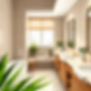 Beautiful bathroom showcasing wood-look granite countertops