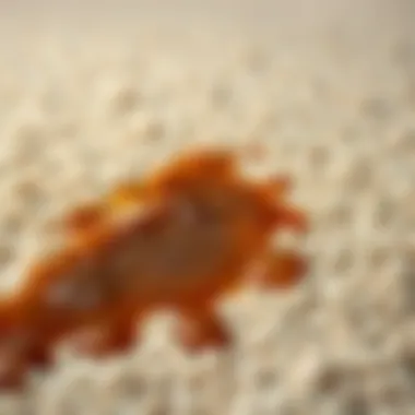 Coffee Stain on Carpet A close-up view of a coffee stain on a carpet