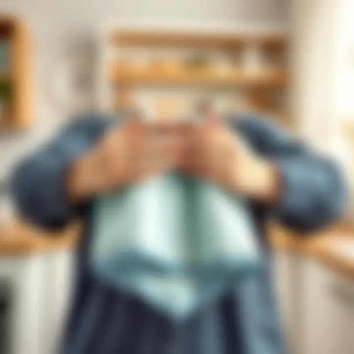 A person demonstrating correct folding technique for glass cloths