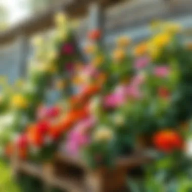 Vibrant Flower Pallet Garden Creative pallet garden design with vibrant flowers