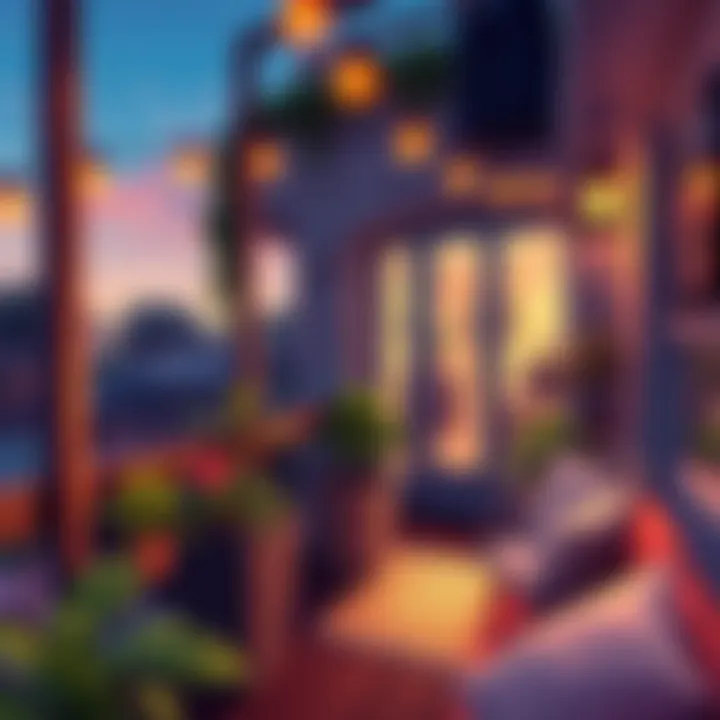 Cozy balcony lighting enhancing ambiance