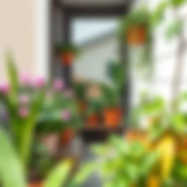 Creative plant arrangement in a narrow balcony