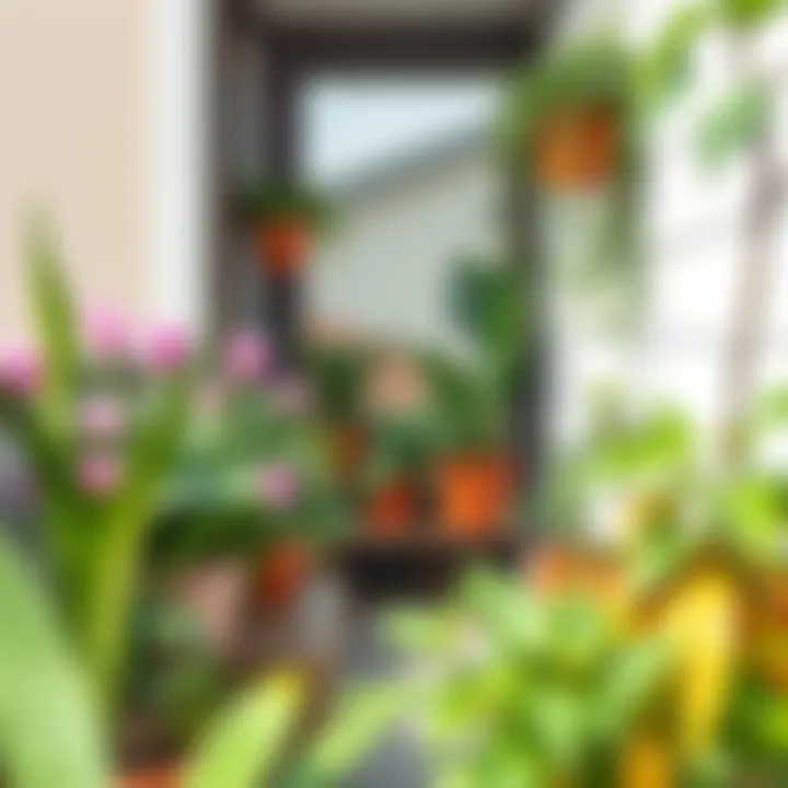 Creative plant arrangement in a narrow balcony