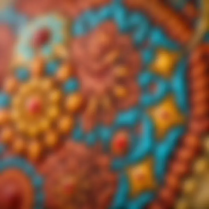 A close-up of intricate patterns in a handmade decorative item.