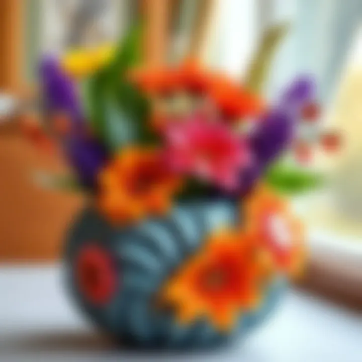 A beautifully arranged decorative piece showcasing vibrant colors and unique textures.