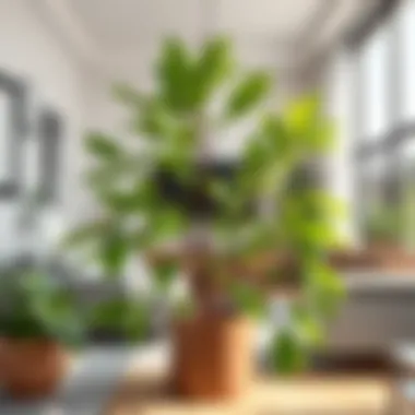 A lush Difenbahya plant with vibrant green leaves in a modern living room