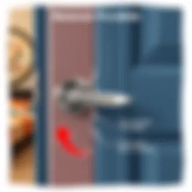 Illustration showing the door handle removal procedure