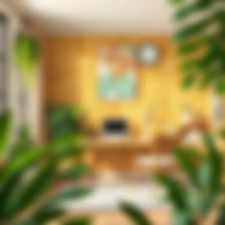 Natural Textures for a Relaxing Workspace A workspace designed with natural texture wallpaper creating a calming atmosphere.