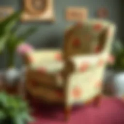 Revitalized vintage armchair showcasing unique fabric patterns