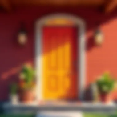 A Stunning Transformation of a Front Door Vibrant front door in a modern home