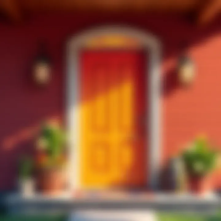 A Stunning Transformation of a Front Door Vibrant front door in a modern home