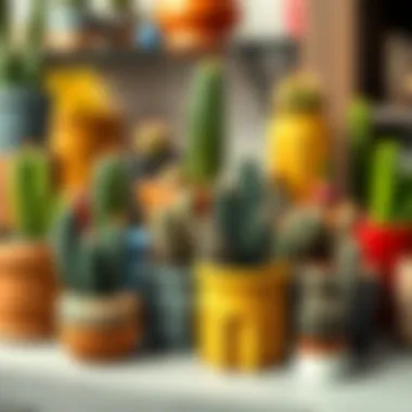 Unique Cactus Containers Display A variety of cacti displayed in unique containers