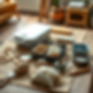 Essential materials laid out for crafting a coffee table