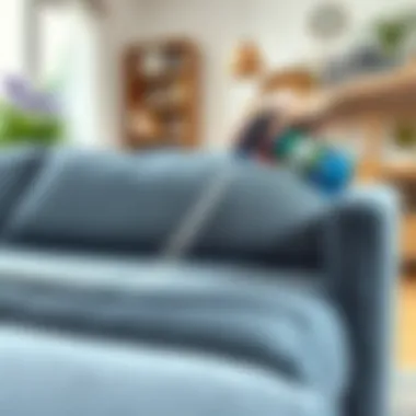 Applying a cleaning solution to a fabric sofa