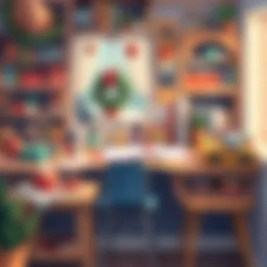 Creative workspace for crafting holiday gifts
