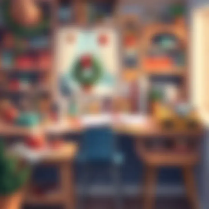 Creative workspace for crafting holiday gifts