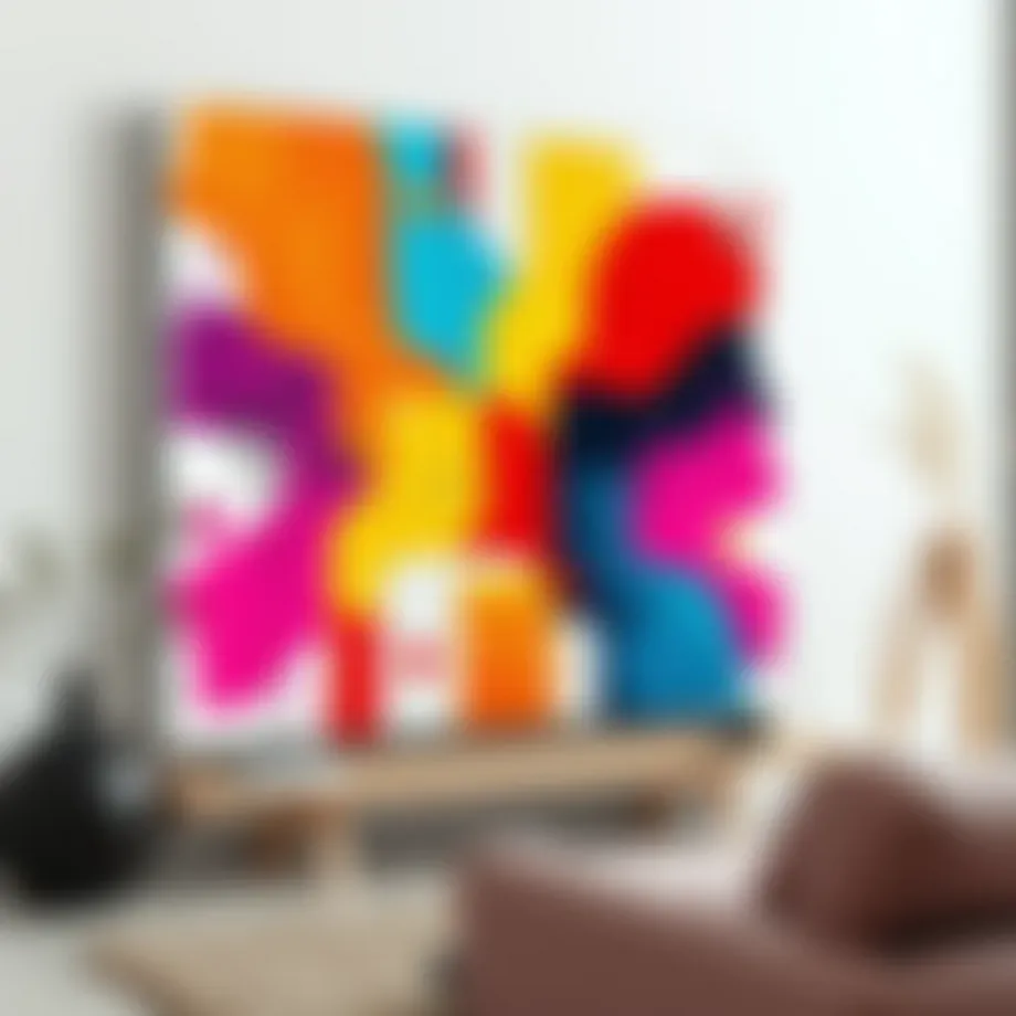 Canvas artwork featuring vibrant colors and abstract shapes