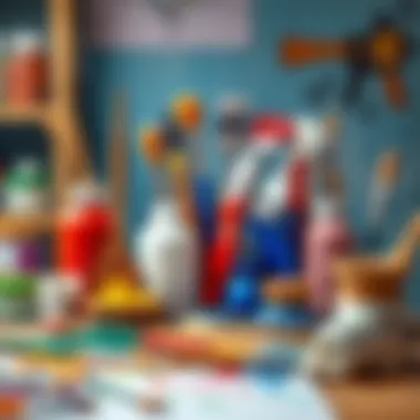 Artistic Painting Supplies A collection of painting supplies arranged artistically on a table