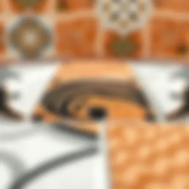 Textural Harmony of Tiles and Wallpaper Close-up of tile and wallpaper combination