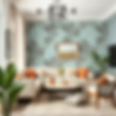 Transformed Living Space with Wallpaper Stylish living space featuring wallpaper on tiles