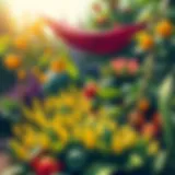 Vibrant fruit garden with diverse plants