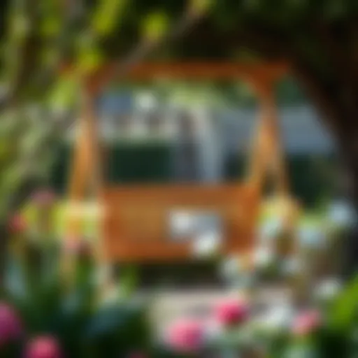 A beautifully crafted wooden garden swing showcasing natural aesthetics.