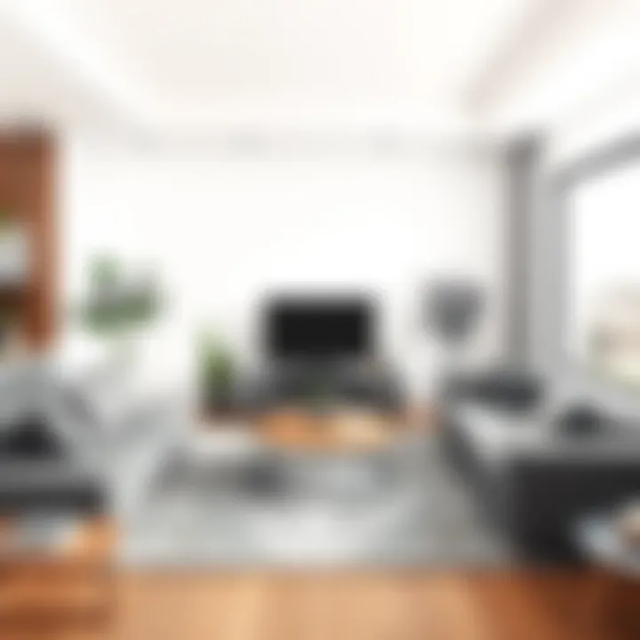 Stylish gray furniture in a modern living room setting