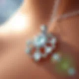 Close-up of a shiny silver necklace