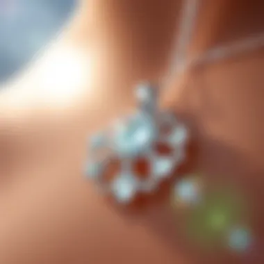 Close-up of a shiny silver necklace