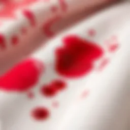 A close-up view of ink stains on fabric