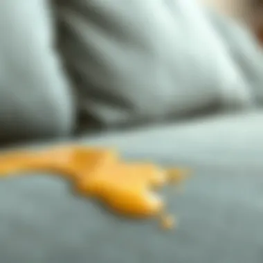 A close-up of a couch showing glue residue