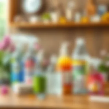 A variety of natural cleaning solutions displayed