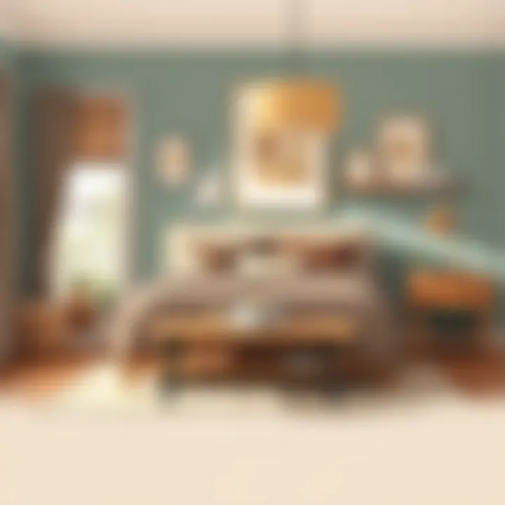 Stylish bedroom with coffee-toned bedding and accents