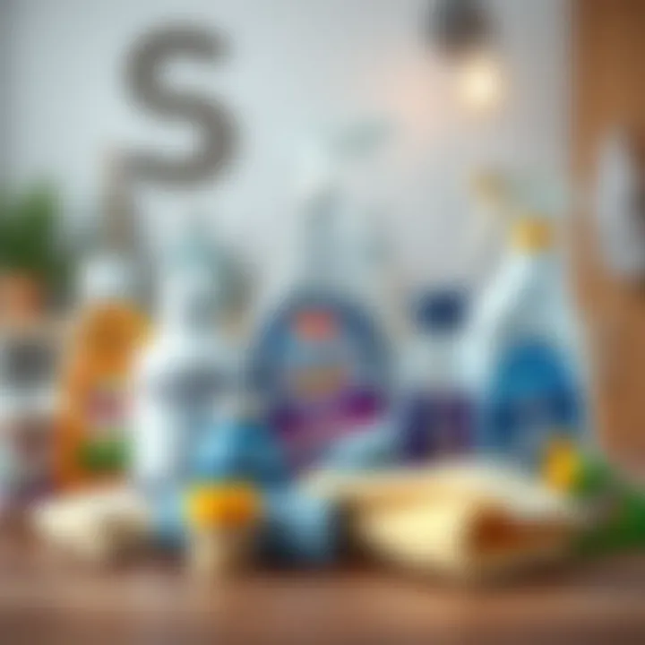 Collection of cleaning materials for ink stain removal