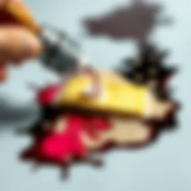 Illustration of ink stain removal technique in action