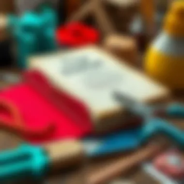 Creative Book Crafting Tools Creative tools arranged for crafting a unique book