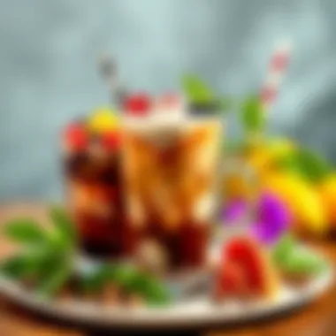 Artfully arranged cold coffee with vibrant toppings