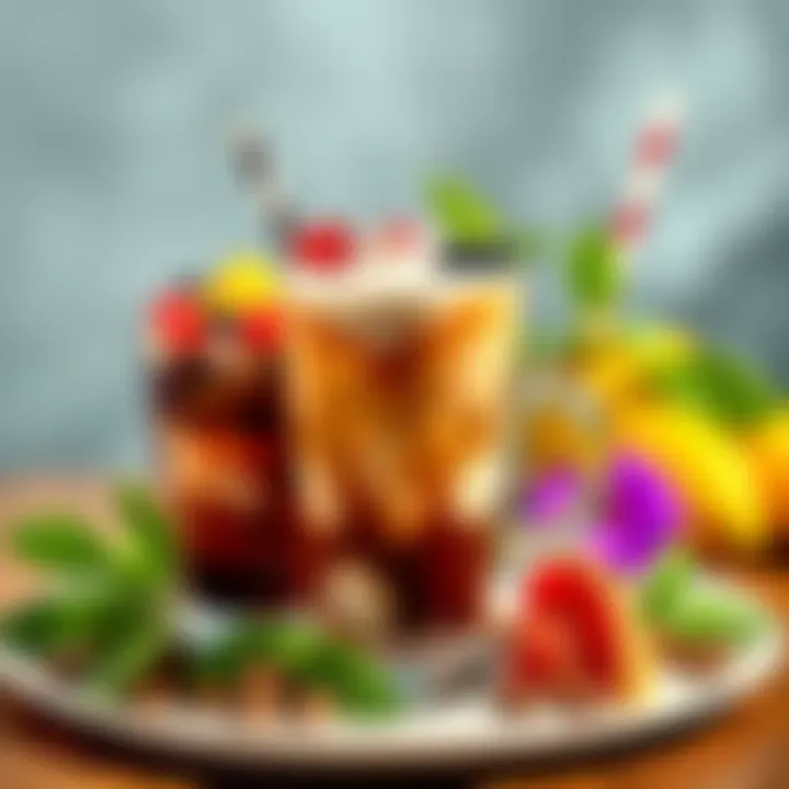 Artfully arranged cold coffee with vibrant toppings